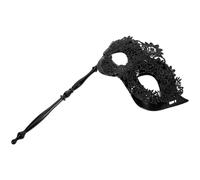 GRIRIW Black Lace Masquerade Handheld Mask with Stick for Women, Unique Design with Cloth Plastic Material, Great Coverage and Personal Privacy, for Prom and Westernstyle Parties