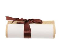 GRIRIW Blank Calligraphy Scroll Paper 10X36Cm with Wooden Rods, Light Antique Gold Rice Paper Roll for Chinese Calligraphy, Painting, Wedding Vows, and Invitations Display