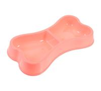 GRIRIW Bone Shaped Plastic Cat Bowl Dual Feeding Water Bowls for Cats and Kittens Non Slip Design for Comfortable Eating Pink