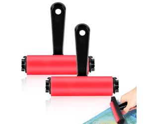 GRIRIW Brayer Rollers Easy to Clean for Crafting Plastic Lightweight 2pcs Red and Printing Tools Suitable for Painting Learning and Painters Projects