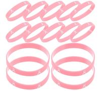 GRIRIW Breast Cancer Bracelets Pink with Smooth and Shiny Surface Inspirational Wristbands Easy to Wear 20pcs Silicone for Awareness and Support