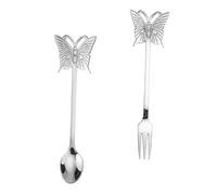 GRIRIW Butterfly Fork and Spoon Stainless Steel Creative Design for Camping Hiking Picnic Convenient Portable Flatware Practical Tableware for Outdoor Use