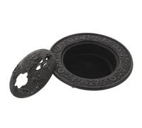 GRIRIW Cast Iron Incense Holder Black Sacred Ritual Bowl for Burning Frankincense, Smudge Stick Holder, Metal Wood Stick Burner for Meditation, Yoga and Spiritual Ceremony