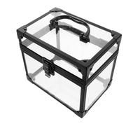 GRIRIW CD Dvd Storage Box Large Capacity Plastic Organizer Case with Lid and Handle, Portable Record Organizer for Home Media and Game Room, 17.5X12.5X15Cm