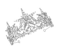 GRIRIW Celestial Headpiece Alloy Headband for Bride Crystal Hairband, Exquisite Silver Alloy Crown Headband Wedding Hair Accessories for Women, for Festivals and Wedding Gifts