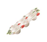 GRIRIW Ceramic Egg Holder Container with 6 Holes for Refrigerator, Easy Cleaning and Stackable Design, Artistic Kitchen Decor Suitable for Entertaining and Organised Fridge Storage