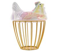 GRIRIW Ceramic Kitchen Storage Basket and Sturdy Iron Frame with Large Capacity Hen Shape Holder Practical Multifunctional Food Basket Random Color for Eggs and Garlic, for Kitchen