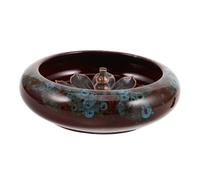 GRIRIW Ceramic Lotus Incense Burner with Flower Base Asian Style Holder for Cone Stick Incense Aromatherapy and Meditation Accessory for Relaxation and Home Use