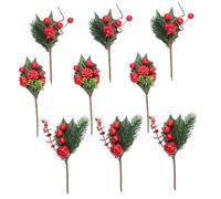 GRIRIW Christmas Simulated Berry Bouquet with Pine Branches Realistic Red Artificial Berry Stems for DIY Photo Backgrounds Holiday Party Decorations Wedding Floral Arrangements