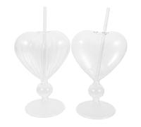 GRIRIW Cocktail Glasses Heart Shape 2 Pcs 210ml 180ml Vintage Style Wine Goblets for Hotel Banquet Party Stable Base