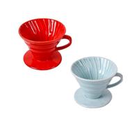 GRIRIW Coffee Filter Ceramic Cone Dripper Leakproof Design Sky Blue 0.82In Porcelain Cup for 1-2 People Home and Office Use