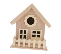 GRIRIW Creative Wooden Bird Nest House with Wide Double Windows DIY Paintable Wooden Hut for Small Birds Breathable Natural Wood Nesting Box for Canaries and Parrots
