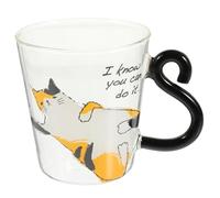 GRIRIW Cute Cat Coffee Mug Glass Water Mug Milk Mug Office Present for Cat Lover