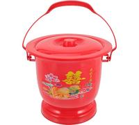 GRIRIW Decorative Spittoon Plastic Chamber Pot with Lid for Elderly People Drop-Resistant Portable Urine Pot Suitable for Weddings