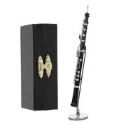 GRIRIW Delicate Oboe Model High Simulation Miniature Oboe Adornment for Office Home Decor with Mouthpiece Color Includes Black Box Stand Color