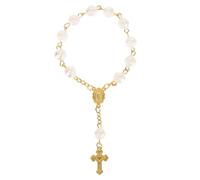 GRIRIW Delicate Resin Rosary Beads Bracelet with Cross Pendant for Prayer and Worship Suitable as Gift for Family
