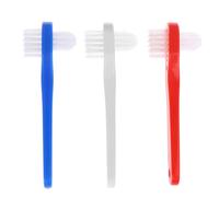 GRIRIW Denture Cleaning Brush 3Pcs Double-Headed Toothbrush with Medium Hardness Bristles Plastic for Grandma and Adult Use