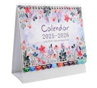 GRIRIW Desktop Standing Calendar with Floral Design Spiral Bound Monthly Planner July to December Compact Space-saving Flip Desk Calendar for Office and Home Elegant Blooming Flower