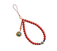 GRIRIW Detachable Red Plastic Phone Strap with Ball Shaped Beads, Elegant Chinese Style Phone Hanging Decoration for Cellphones and Music Players, for Backpack Or Luggage Use