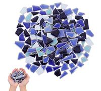 GRIRIW DIY Ceramic Mosaic Tiles Irregular Small Blue Mixed Glazed Stone Pieces 200g Pack for Craft Making, Creative Home Decor and Artistic Mosaic Projects
