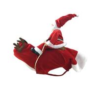 GRIRIW Dog Outfits for Small Dogs Christmas Pet Clothes Festive Elk and Santa Claus Pattern Warm Winter Coat Dress-up Coat