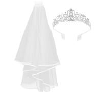 GRIRIW Elegant Coronation Tiara with Rhinestone Decoration for Women and Comfortable Wearing, Featuring Alloy Material and Gauze Veil, for Weddings and Other Occasions