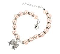 GRIRIW Elegant Pearl Cat Necklace Collar for Pets Fashionable Design for Weddings Parties and Daily Use Comfortable Alloy Material Butterfly Bow for Photo Shoots
