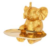 GRIRIW Elephant Catchall Tray Elephant Decorative Dish Resin Cute Design Charming Decorative Piece Resistant to Damage Bird Feeding Garden Balcony