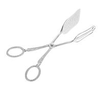 GRIRIW Ergonomic Zinc Alloy Food Clamp Kitchen Tong for Bread Salad Steak Buffet Serving Polished Silver Pastry Biscuit Clip Practical Cooking Tool for Family Gatherings and Outdoor