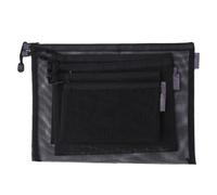 GRIRIW File Bag Set Stationery Pouches 5pcs with Zippered Closure Black Mesh and Portable Design for Office and School Supplies Organizing