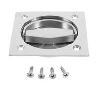 GRIRIW Flush Pull Stainless Steel Door Handle for Sliding Doors and Drawers Recessed Round Shape with Secret Fixing and Opening Closing Function Silver Finish with 4 Screwings for Cabinet