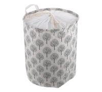 GRIRIW Foldable Laundry Storage Basket for Sundries and Dirty Clothes, Lightweight Cotton Fabric Organizer with Drawstring Closure, for Living Room and Housewarming Gifts