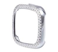 GRIRIW Full Coverage Electroplated Protective Cover for Sense Tpu Hard Case with Dual Row Silver Rhinestones Compatible Watch Case Tool with Easy Access to Controls and Sensors