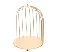 GRIRIW Gold Birdcage Cake Stand Multi-Purpose Makeup Organizer with Elevated Shelf for Desktop and Wedding Display