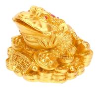 GRIRIW Golden Money Toad Figurine Three-Legged Wealth Charm Chinese Feng Shui Home Office Table Decor Prosperity Symbol Centerpiece