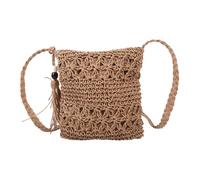 GRIRIW Hand-woven Hollow-out Tassel Straw Crossbody Bag with Long Comfortable Shoulder Strap for Shopping and Everyday Use, Stylish Paper String Beach Cross Body Bag for Women