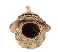 GRIRIW Handwoven Mini Birdhouse for Hummingbirds and Sparrows Weather Resistant Natural Straw Nest Outdoor Hanging Grass Nest for Garden Balcony and Park Decor