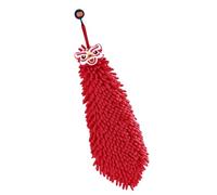 GRIRIW Hangable Chenille Hand Towel Red Quick Dry for Bathroom