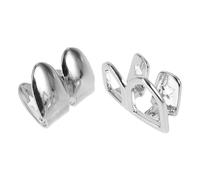 GRIRIW Hip-hop Style Teeth Grill Props Copper Material 1 Pair with Double Hollow Smooth Design Comfortable Fit, Silver Colour, Unique Shiny Finish for Parties and Daily Life