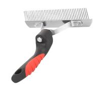 GRIRIW Horse Grooming Shedding Comb with Black-red Rubber Handle 175mm, Practical Pet Horse Hair Rake for Mane Cleaning and Shedding Removal