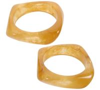 GRIRIW Irregular Geometric Resin Bangle Bracelet Yellow 2pcs for Women | Retro Boho Statement Jewellery, Handmade Swirl Marble Finish, Stackable Style for Office Wear and Summer Beach