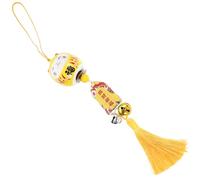 GRIRIW Japanese Ceramic Fortune Cat Pendant with Tassel Waving Lucky Amulet for Home Decor Vehicle Hanging Ornament Wear-resistant Craft Balcony Bag Accessory