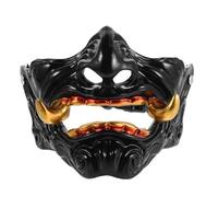 GRIRIW Japanese Half Face Samurai Hannya Demon Cosplay Prop for Halloween Parties Boys with Vivid Colors and Intricate Details Realistic Japanese Face for Themed Photoshoots