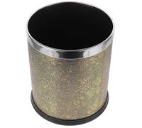 GRIRIW Large Capacity Metal Waste Paper Bin with Double Layer Design and Non-slip Plastic Construction, Decorative round Garbage Can for Home Use in Room the House Random Color