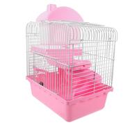GRIRIW Large Double-deck Hamster Cage with Wire and Plastic Construction, Removable Tray and Exercise Space, Creative Pink Small Pet Habitat for Hamsters and Mice