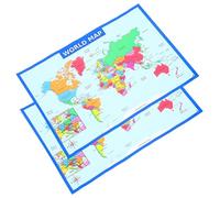 GRIRIW Large World Map Posters on UV Paper 2pcs for Preschool Education, Creative Design Easy to Use Wall Decor for Early Learning and Intellectual Development