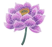GRIRIW Lotus Cloth Patch 5.12X4.92 Inch Embroidered Sew on Applique for Clothes Bags Hats Featuring Blooming Flower Design for Everyday Use
