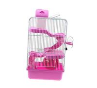 GRIRIW Luxury Three-layer Hamster Cage Exercise Wheel Pink 23 * 17 * 45cm Pet House for Small Animals Chinchillas and Dwarf Hamsters