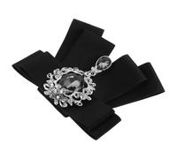 GRIRIW Men's Lapel Pin Bow Brooch, Vintage Rhinestone Pre-tied Bow Tie, Black Alloy and Polyester Cotton, Secure Easy to Use, for Groomsmen Weddings and Special Occasions