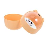 GRIRIW Mini Desktop Trash Can with Lid, Lovely Yellow Animal Design, Space-saving Plastic Circle Bin for Living Room or Office Table, Decorative and Functional Garbage Container